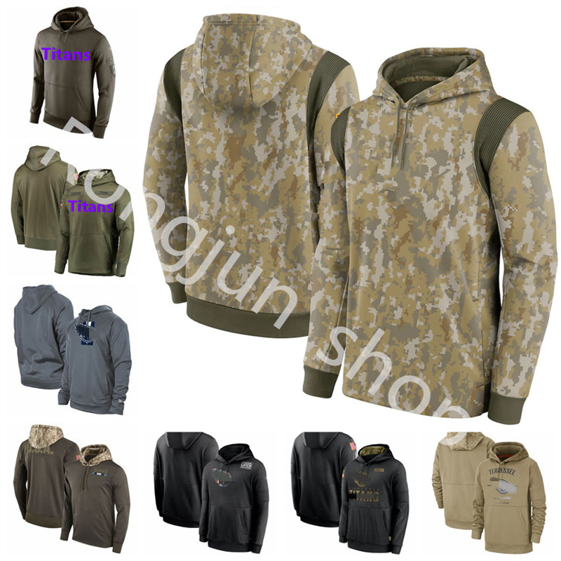 

TennesseeTitansMen Women Youth Football Sweatshirt Tan 2020 2021Salute to Service Sideline Therma Performance Pullover Hoodie