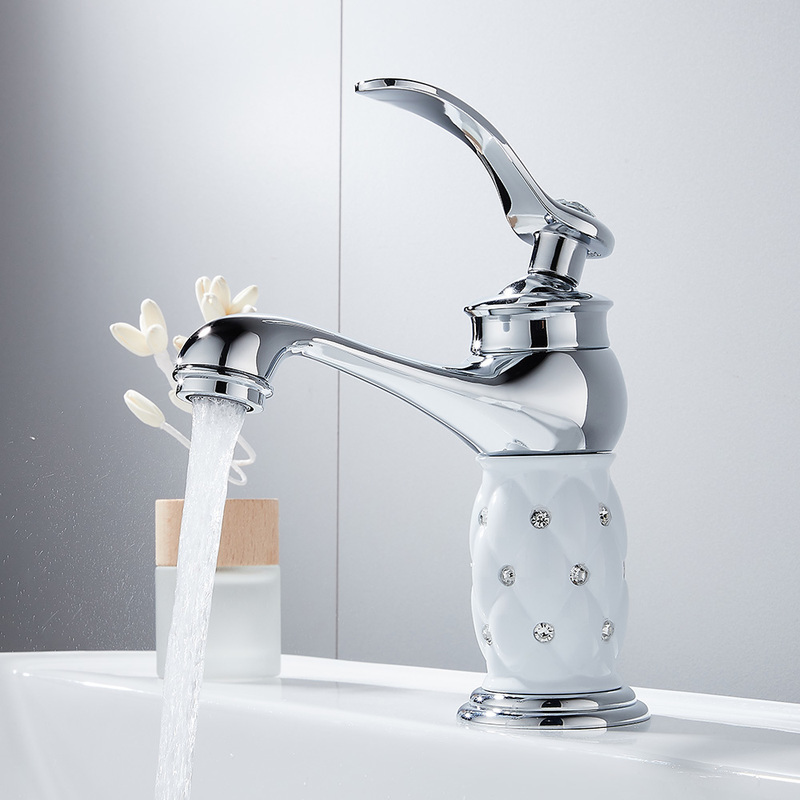 

2021 New Hotbest Faucet From the Bathroom Sink Single Fist Diamond Faucets Hot Water and Cold Bronze Bath Mixer 62ot