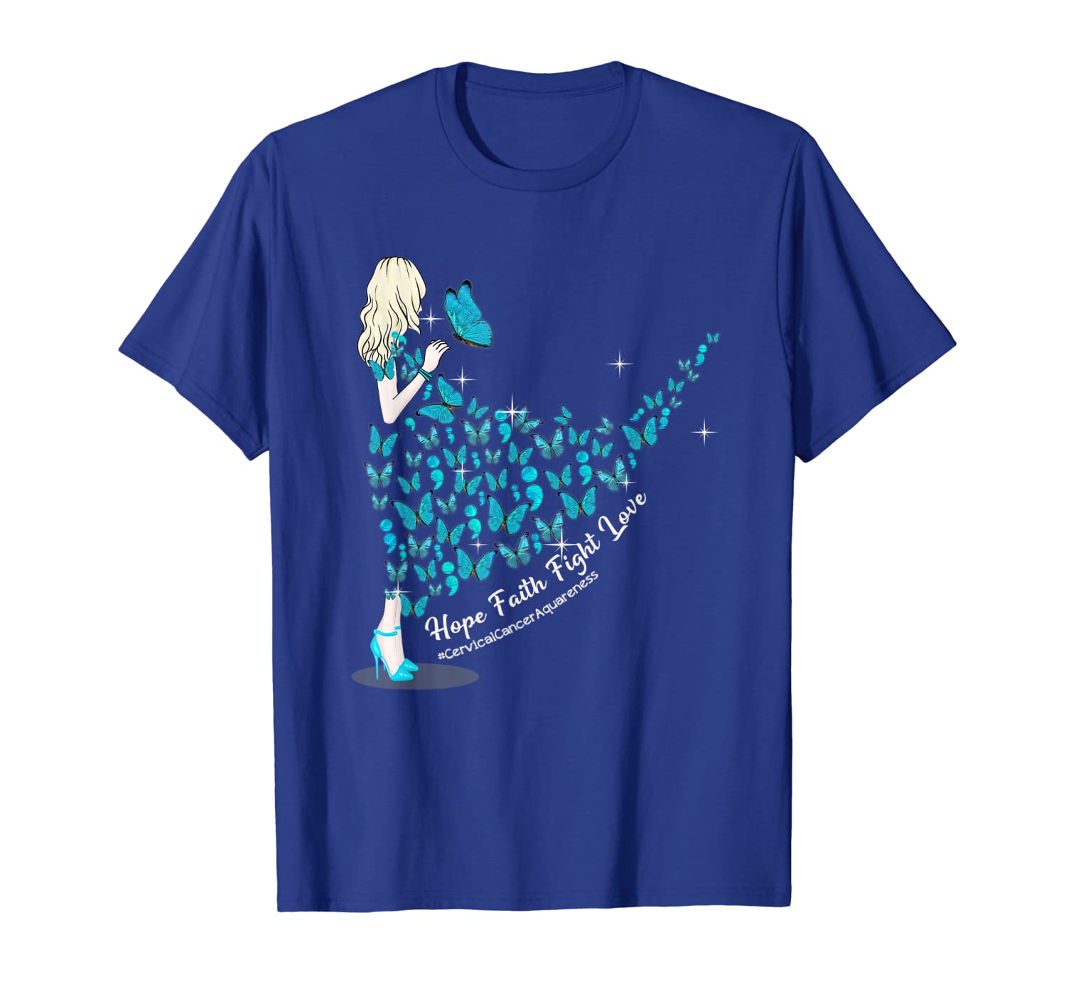

hope faith fight love shirt cervical cancer awareness tshirt, White;black