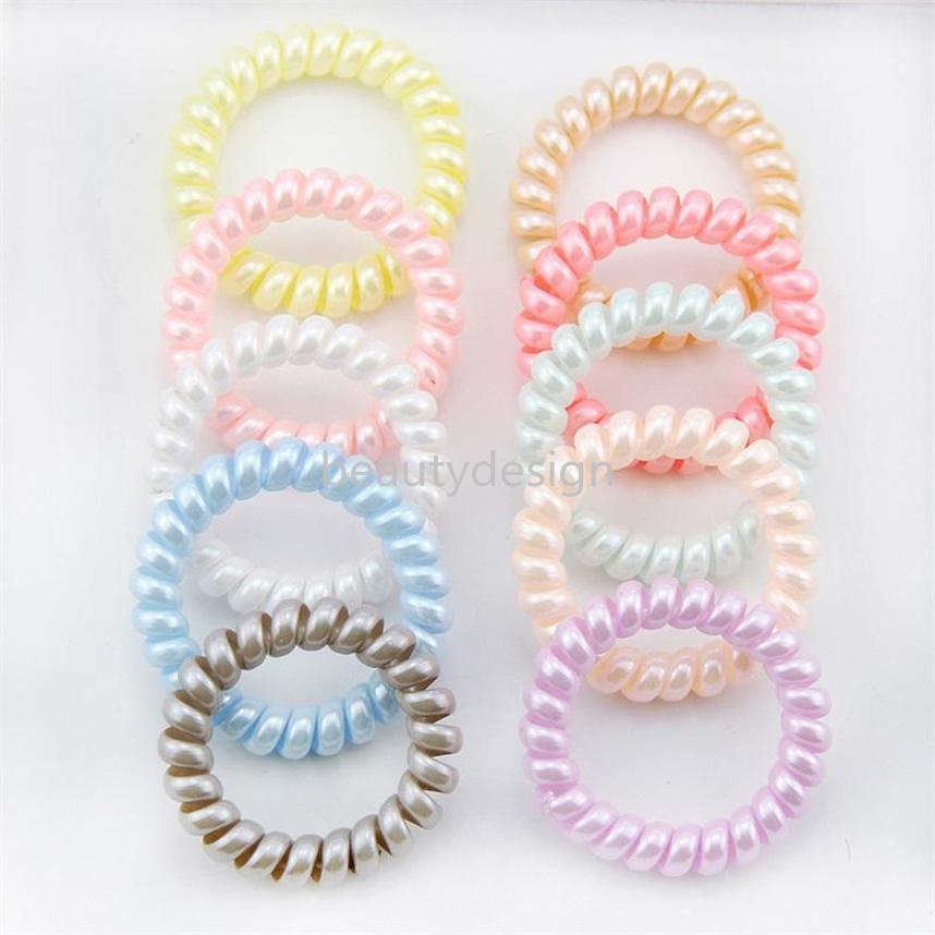 

New Women Scrunchy Girl Hair Coil Rubber Hair Bands Ties Rope Ring Ponytail Holders Telephone Wire Cord Gum Hair Tie Bracelet FY4951 DD, Mix