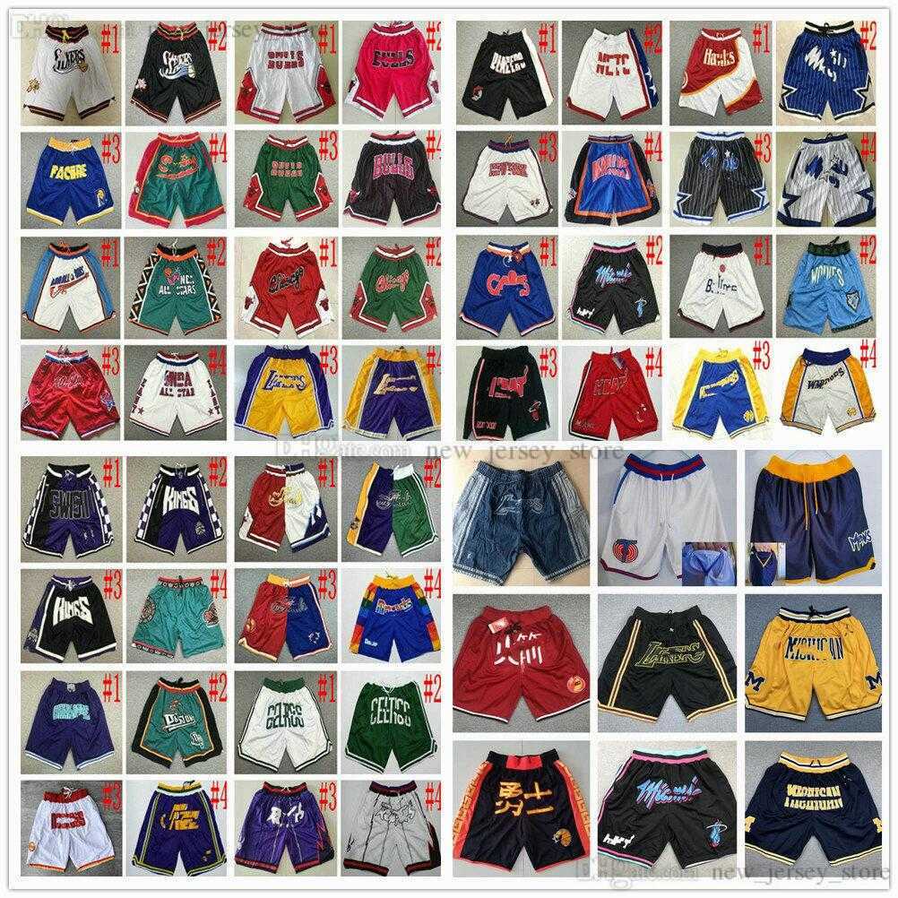 

Just Don Team Basketball Shorts Hip Pop Pant With Pocket Zipper Sweatpants Blue White Black Red Green Short TOP Quality Stitched Baseball