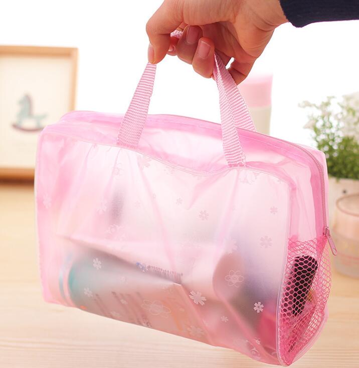 

Travel cosmetic bag clear Waterproof Cosmetic pouch PVC Zippered Wash Bag Portable Vacation Makeup Bags Bathroom storage Bag, Blue