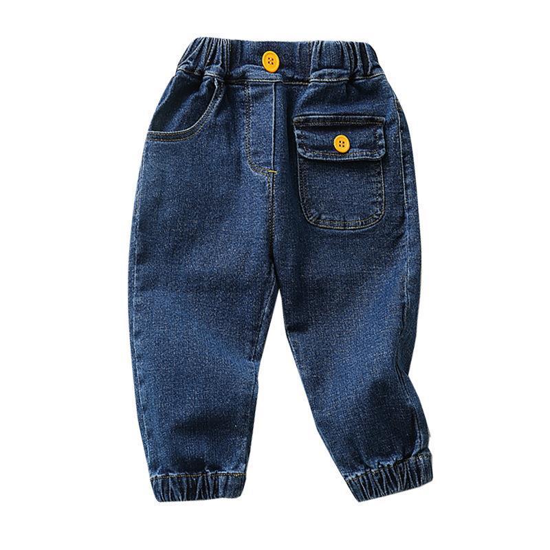 

Children'S Jeans For Girls Toddler Boys 2021 Spring Autumn Kids Elastic Waist Mid Straight Denim Pants 1 2 3 4 Years Old, Blue