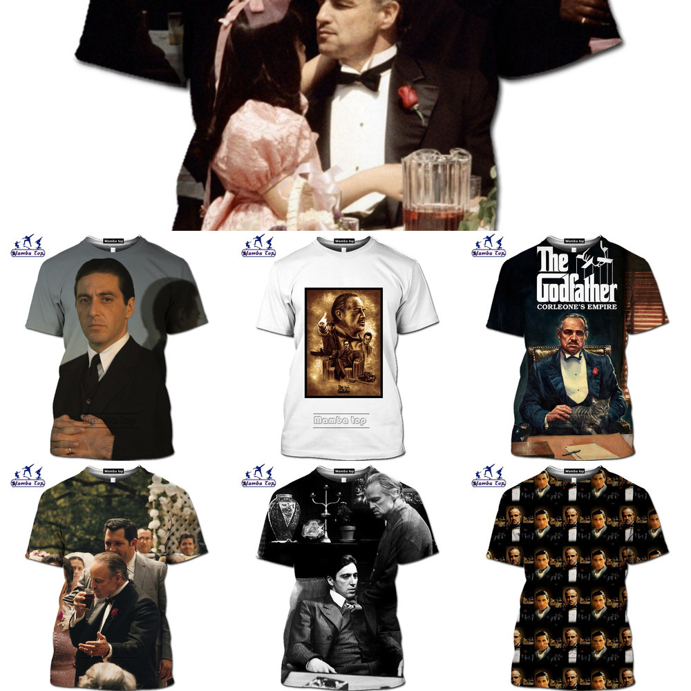 

Mamba top 3D Gangster Film The Godfather Shirt Men's Summer Short Sleeve Tshirt Funny Vito Don Corleone Harajuku Streetwear Tees L0223, White;black