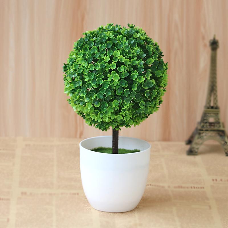 

1pcs Artificial flowers potted green plants artificial tabletop plant porch living room indoor bonsai ornamental flower, Burgundy