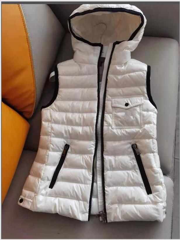 

Women Hooded Down Vest Thick Warm Double Zipper Design Jacket Waterproof Parkas White /Black Size 01234