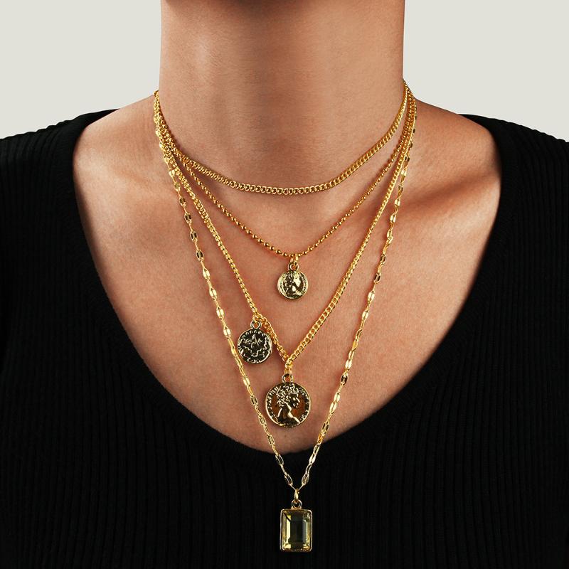 

Pendant Necklaces Europe And The United States Cross-border Cross Necklace Jewelry Personality Trend Head Multilayer Women