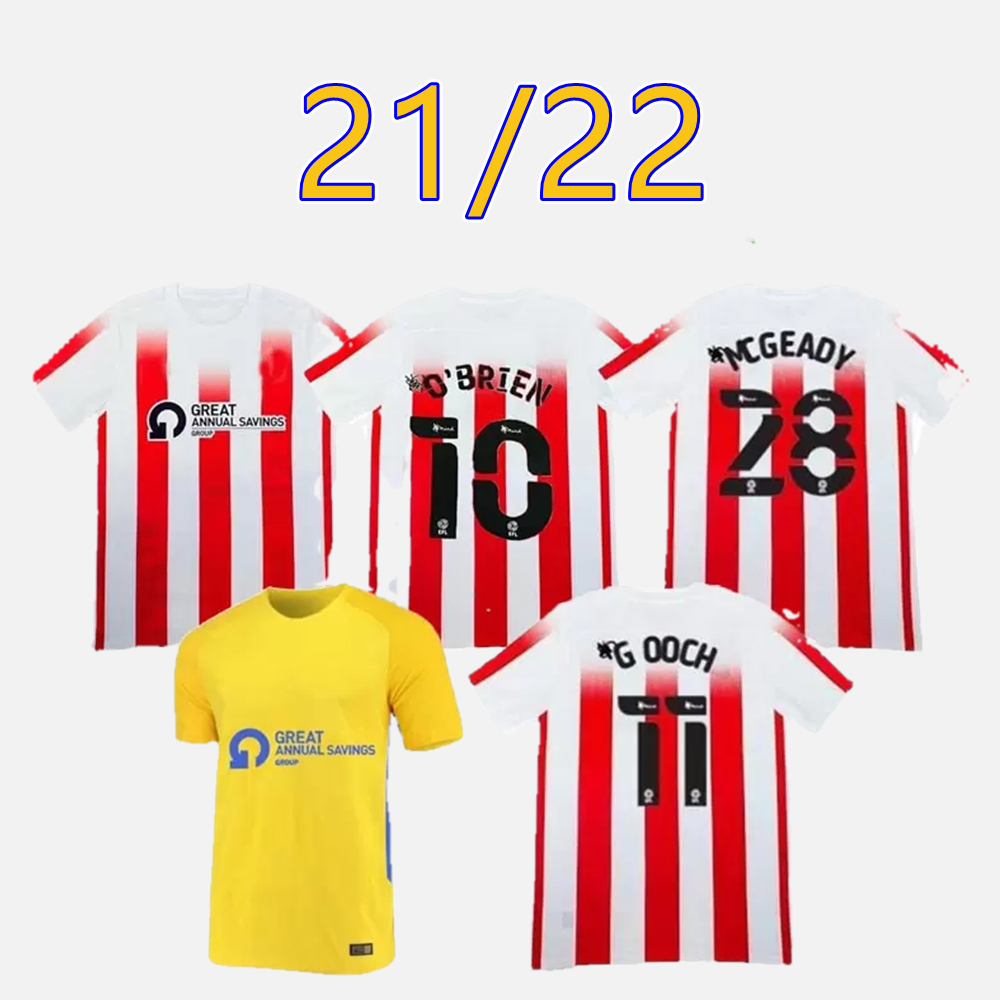 

21/22 SUNDERLAND soccer Jerseys 2021 WRIGHT GOOCH XHEMAJLI Maillots De Foot MCGEADY Stewart Football uniform, Black;yellow