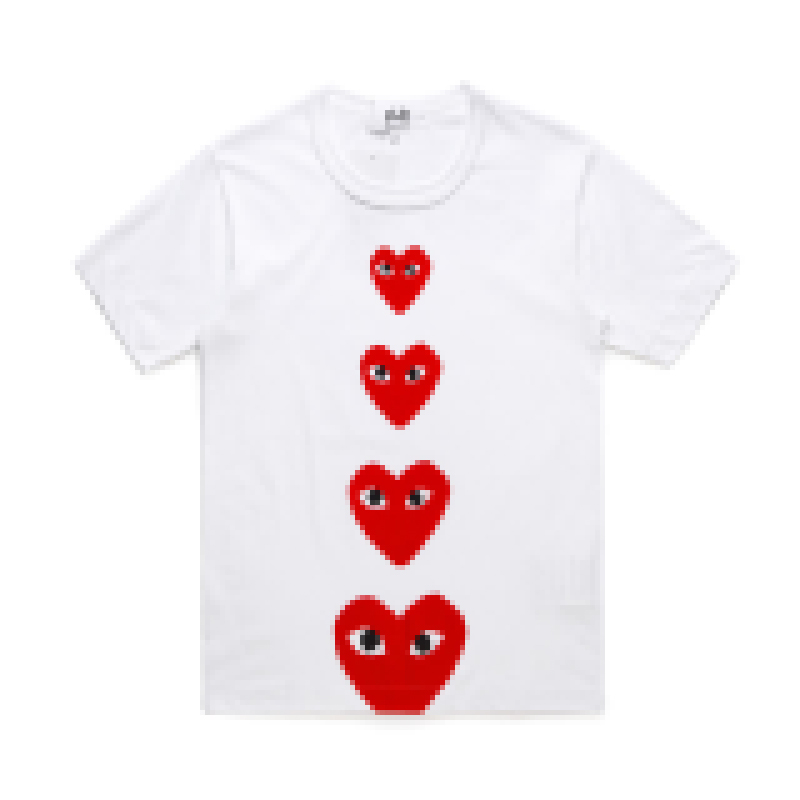 

Best Quality HOLIDAY Heart PLAY T-shirt embroidered hearts of men and women love tee deformation green, White