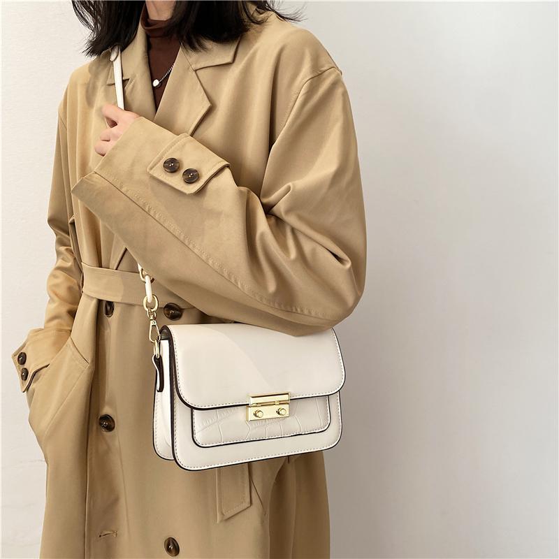 

Small Square Bag For Women 2021 New Black Korean Fashion Lock Chain Lady Shoulder Bag Casual Daily Shopper Girl Crossbody Bags, Beige