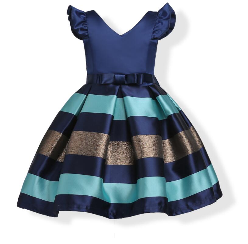 

Baby Girls Striped Dress For Girls Formal Wedding Party Dresses Kids Princess Christmas Dress costume Children Girls Clothing, Red;yellow