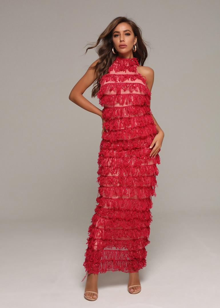 

Casual Dresses Elegant Dress Women Fashion Celebrity Party Long Red Club Sleeveless Sexy Vestidos