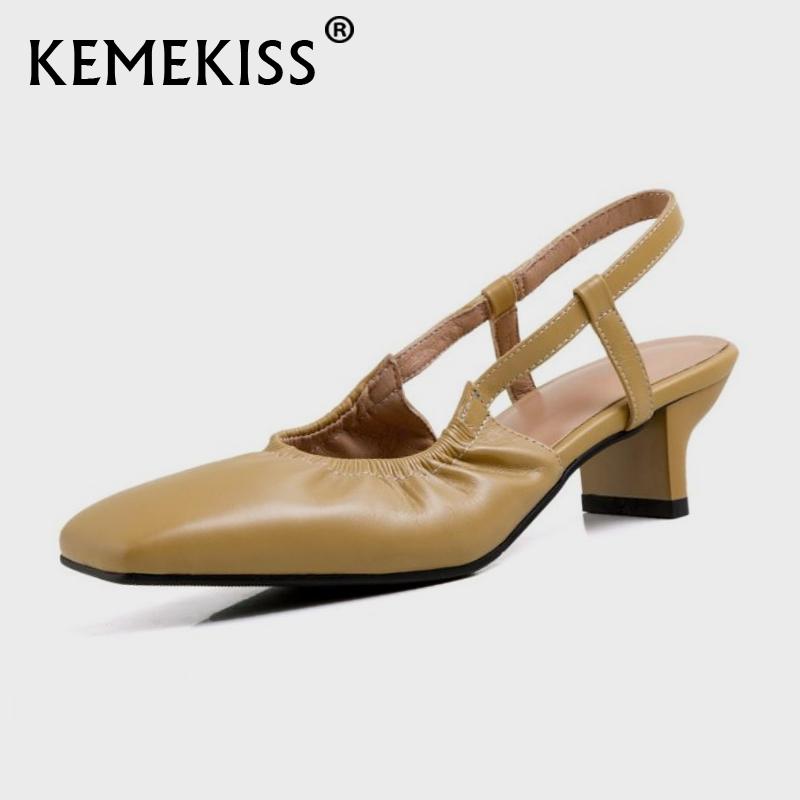 

KemeKiss New Women Sandals Genuine Leather Strange Heel Women Shoes Sexy Fashion Party Shoes Party Footwear Size 34-40, Black