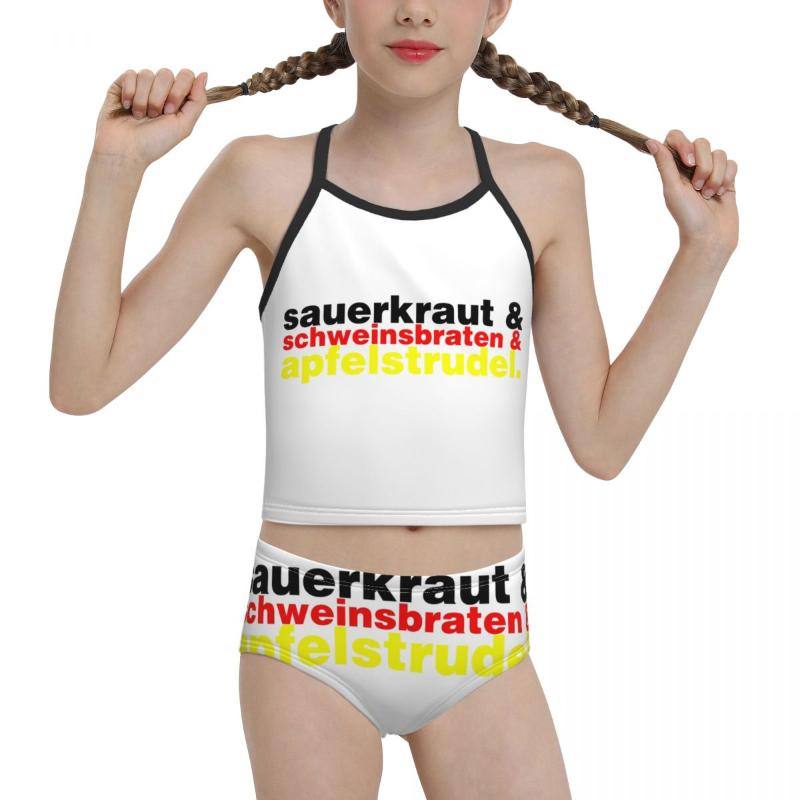 

Women's Swimwear Country Swimsuit For Children Young Girl Print Germany Biquini 2021 Wholesale Brand Swimming Suit, Black