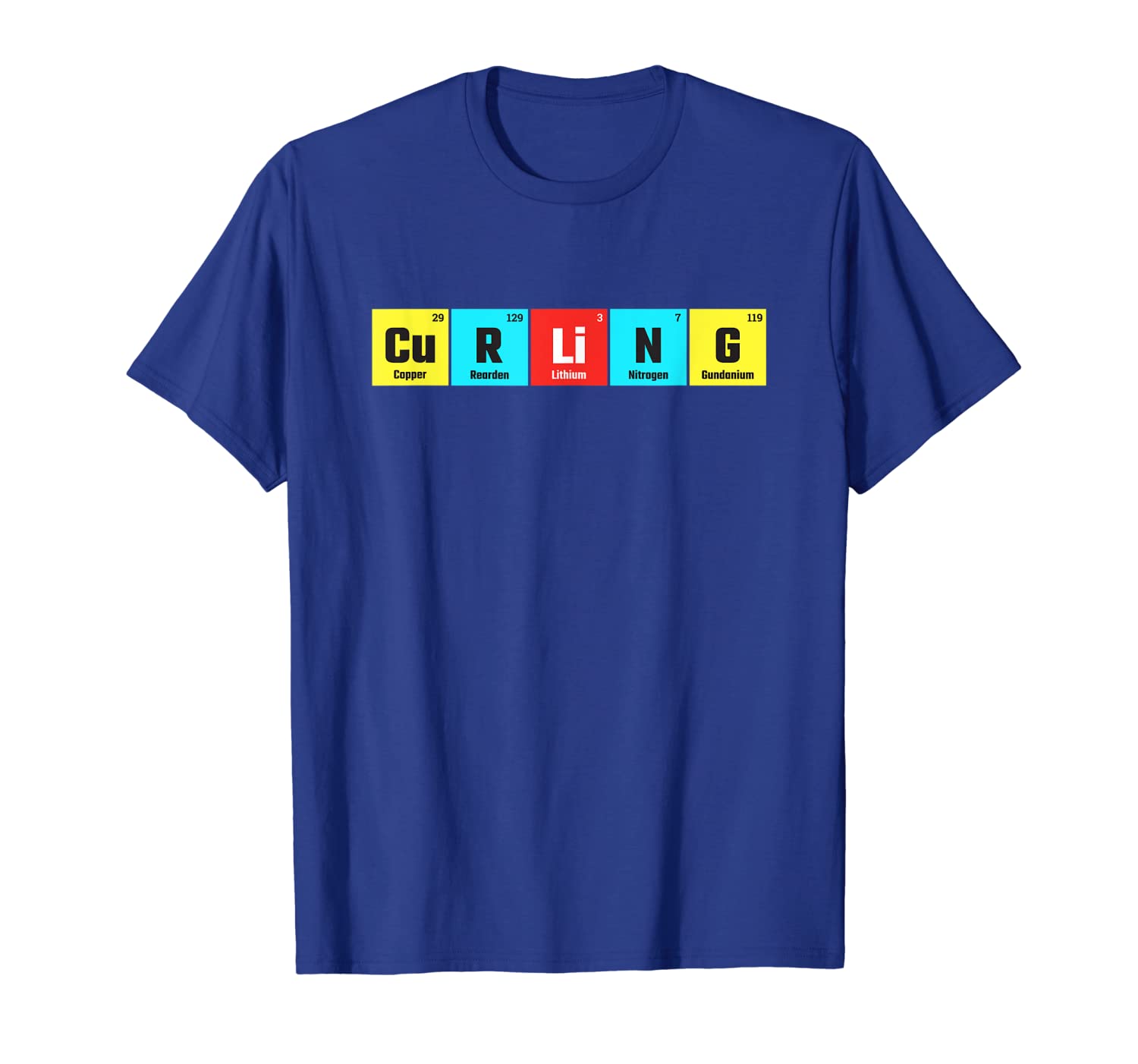 

Curling elementary periodic table Funny Gift T-Shirt, White;black
