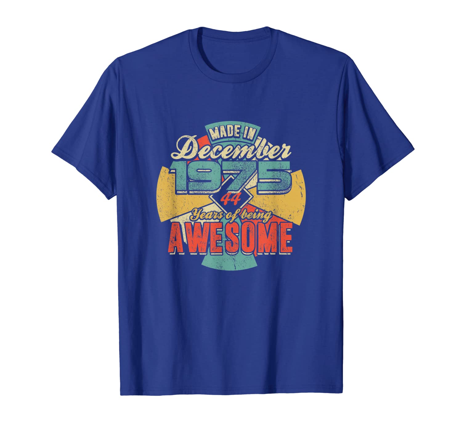 

Made in DECEMBER 1975 44 Years of Being Awesome T-Shirt, White;black