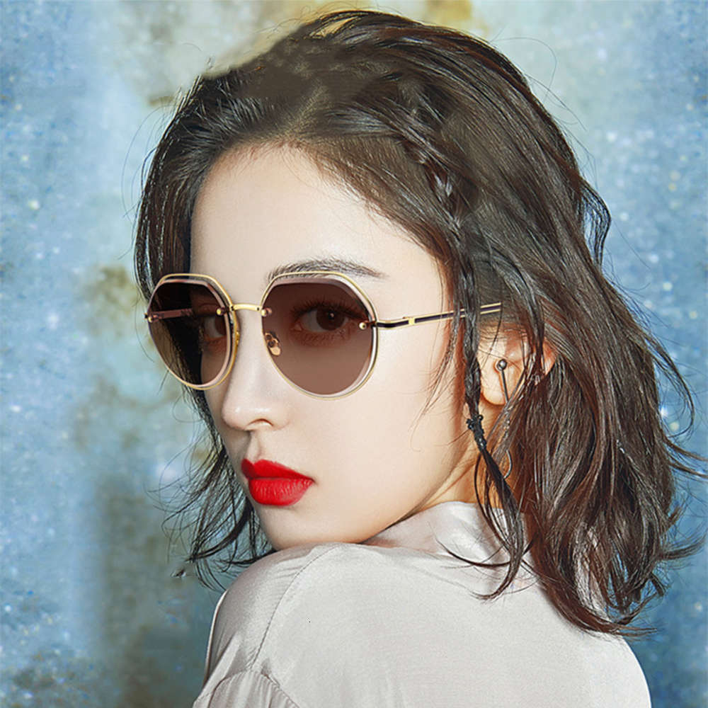 

frameless gradual change Sunglasses net red women's Plain Street Po ultraviolet fashion Polarized 7361, White;black