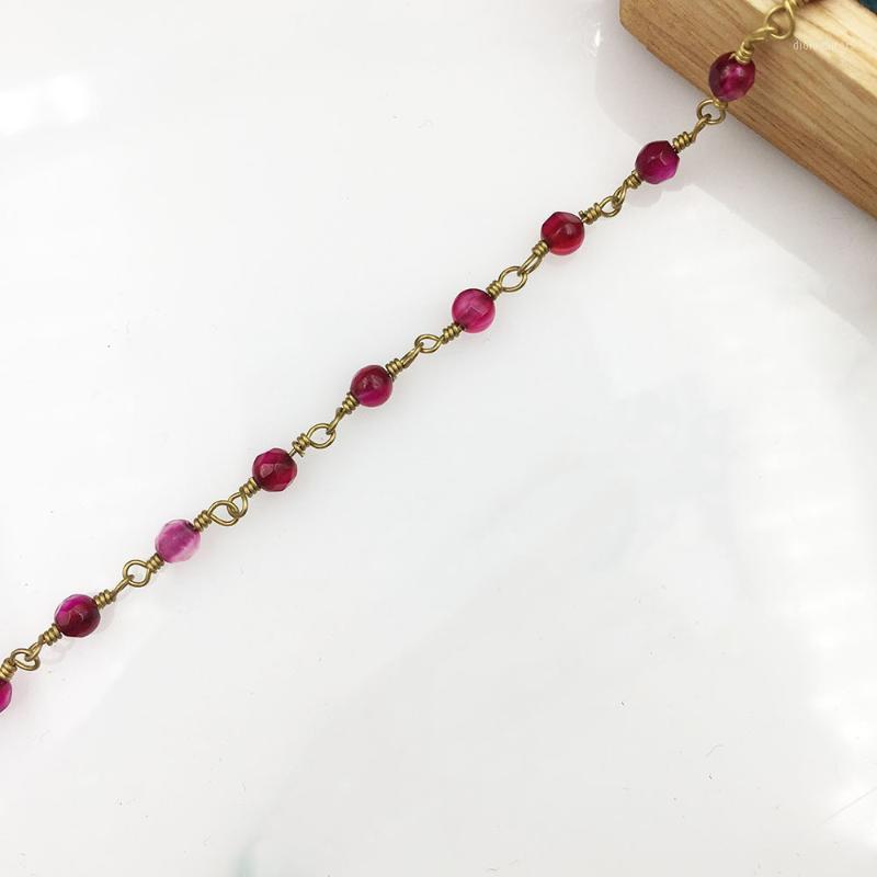 

Chains Luxury Natural Stone Red Bead Chain Metal Copper Fashion Diy Couple Necklace Bracelet Pulseira Male Femme Gift Jewelry MD379