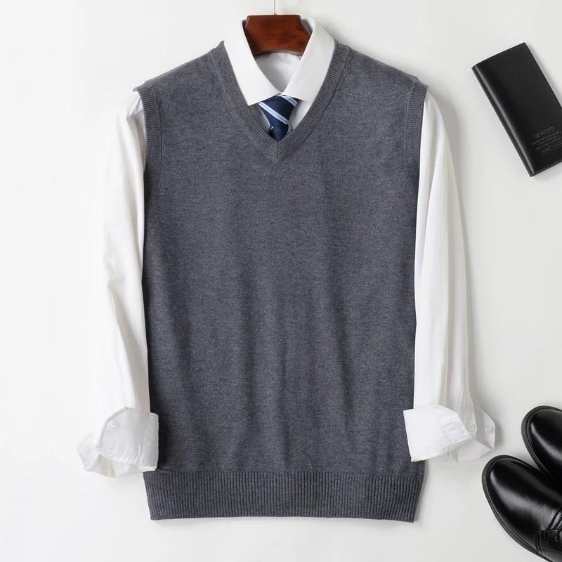 

Men's Vests VAJANED 2021 Autumn And Winter Brand Plus Size Young Business Casual Loose V-neck Pullover Sweater 5XL 6XL 7XL 8XL, Gray