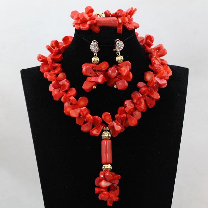 

Earrings & Necklace Excellent Nigerian Brides Coral Beads Jewelry Set Women Costume Pendant For Wedding CNR563, Silver