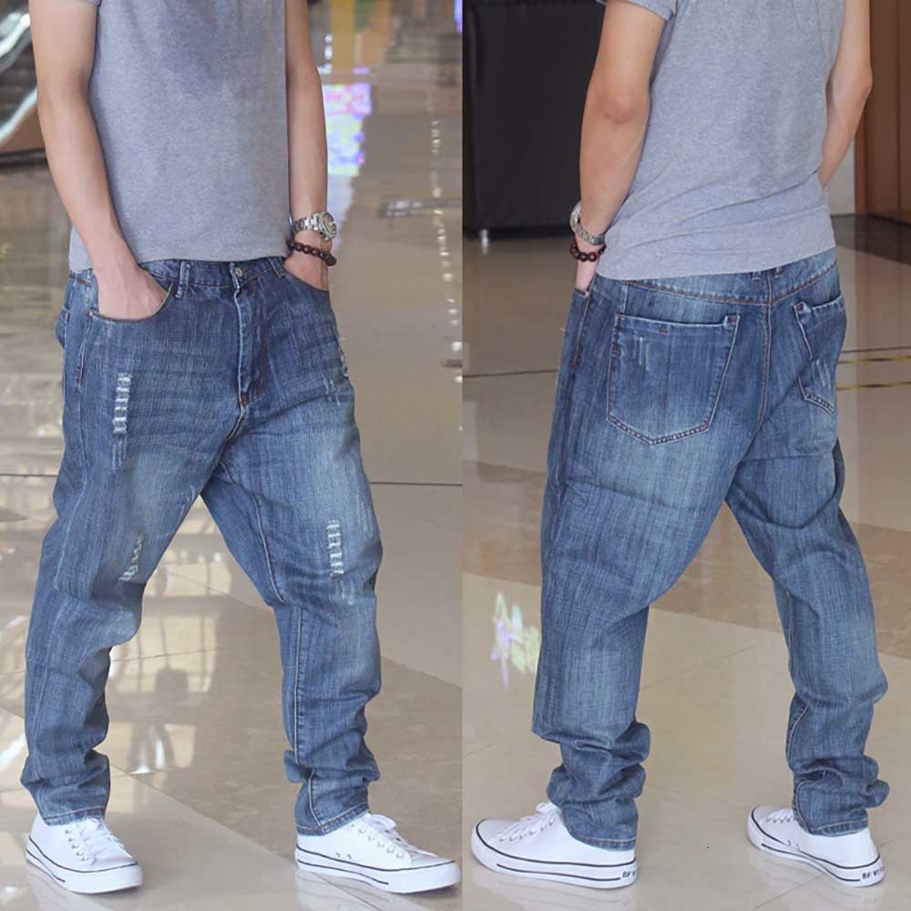 

2021 New Breen Harem in the Male Fashion of Casual Brem Loose Baggy Ripped Hiphop Brim Pants Hmx5, Blue