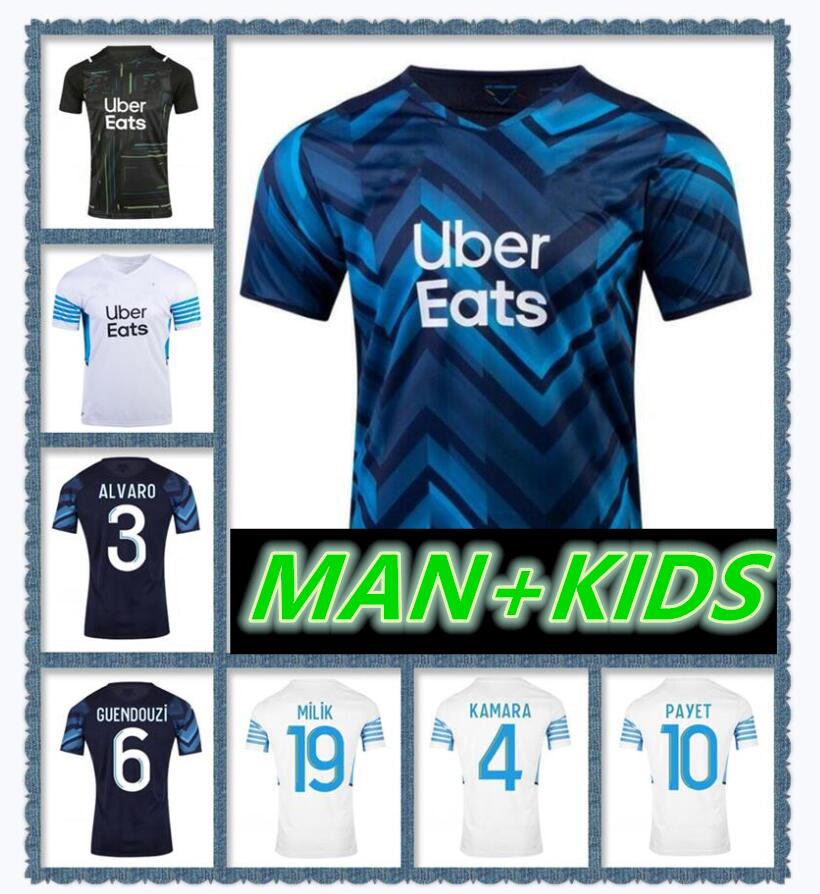 

size:S-4XL 21 22 soccer jersey Olympique 2021 2022 OM MILIK maillot foot CUISANCE THAUVIN KAMARA PAYET football shirts men + kids kit LUIS HENRIQUE