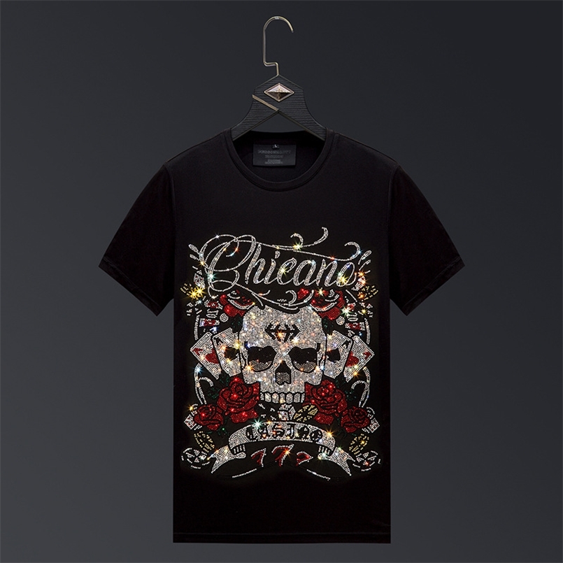 

Skull s T Shirts Men Brand Short Sleeve Fashion Man Streetwear O Neck Slim Modal Cotton Tshirts Plus Size 6XL 210721, Black