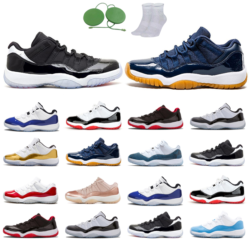 

11s low man basketball shoes fashion Bred Concord Infrared University Blue Varsity Red Rose Gold white Closing Ceremony Navy gum Snakeskin trainers Cool Sports, Bred low