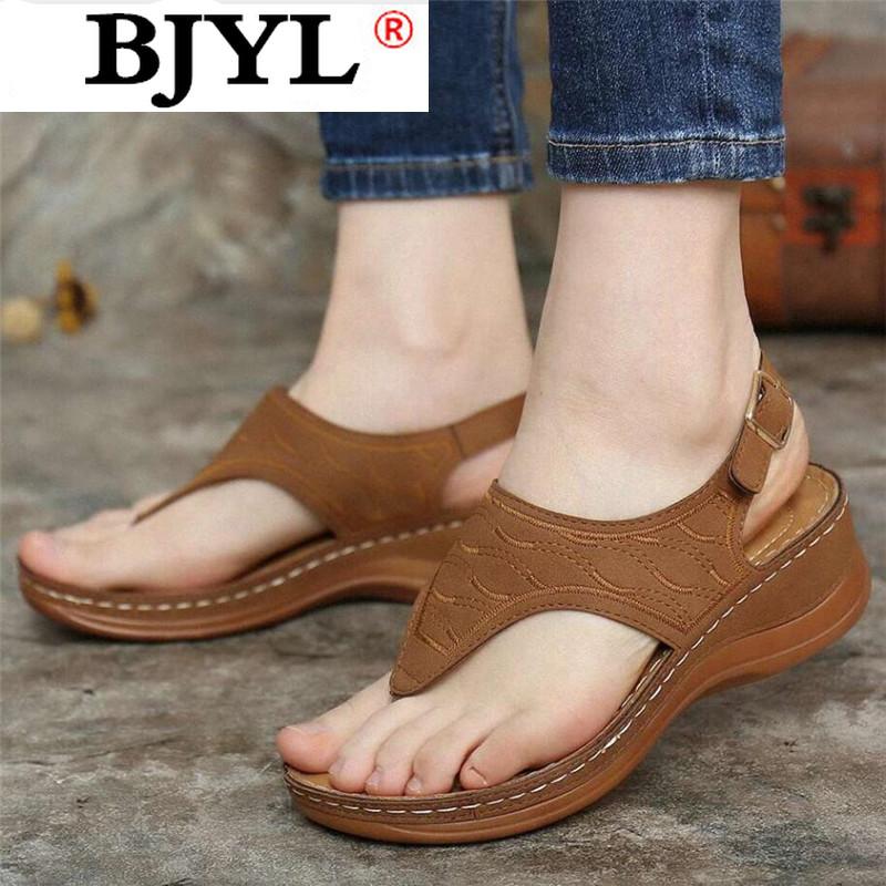 

Sandals 2021 Platform Buckle Strap Women Wedges Shoes For Heels Sandalias Mujer Summer Plus Size, Brown