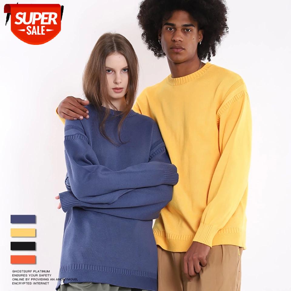 

NAGRI Men Casual Loose Sweater Hip Hop Streewear Knitted Pullover Sweaters Autumn Winter Long Sleeve Sweater Couple #vJ7J, White;black