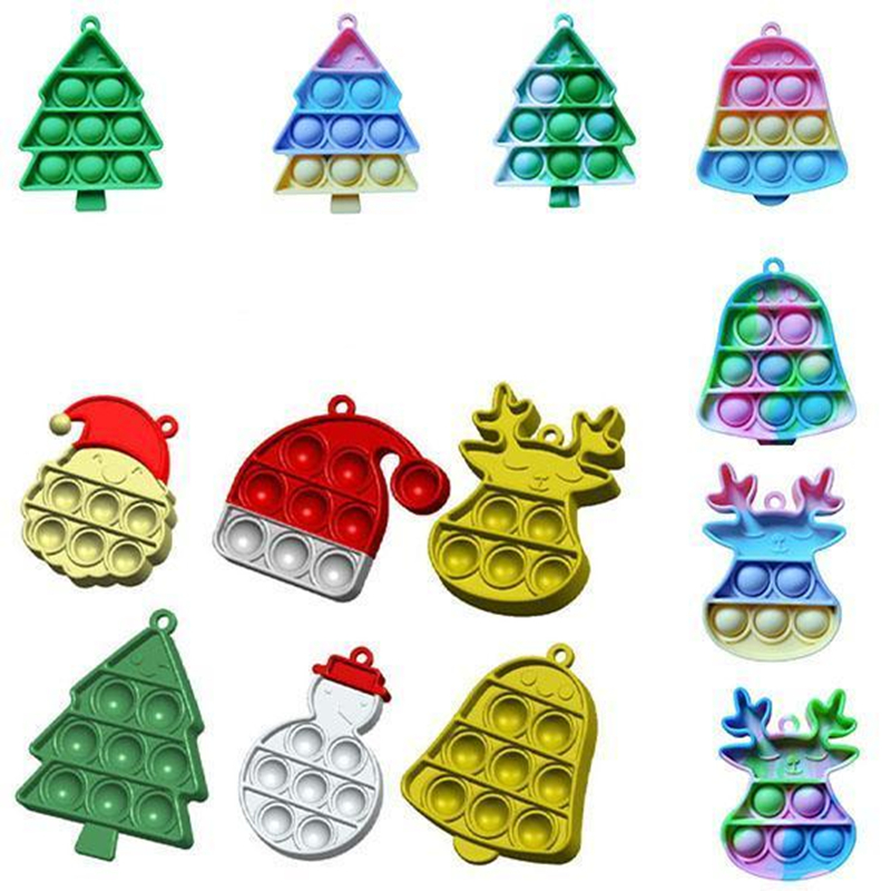 

Christmas Halloween Ghost toys Party Favor Rainbow Push Bubble Silicone Decompression Dimple Sensory Toy Gifts for Children