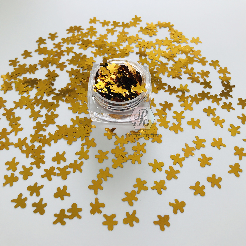 

PrettyG 1 Box Gingerbread-Man Shaped Metallic Glitter for Resin DIY Making Body Art Craft Makeup Decoration Accessories, Silver;gold