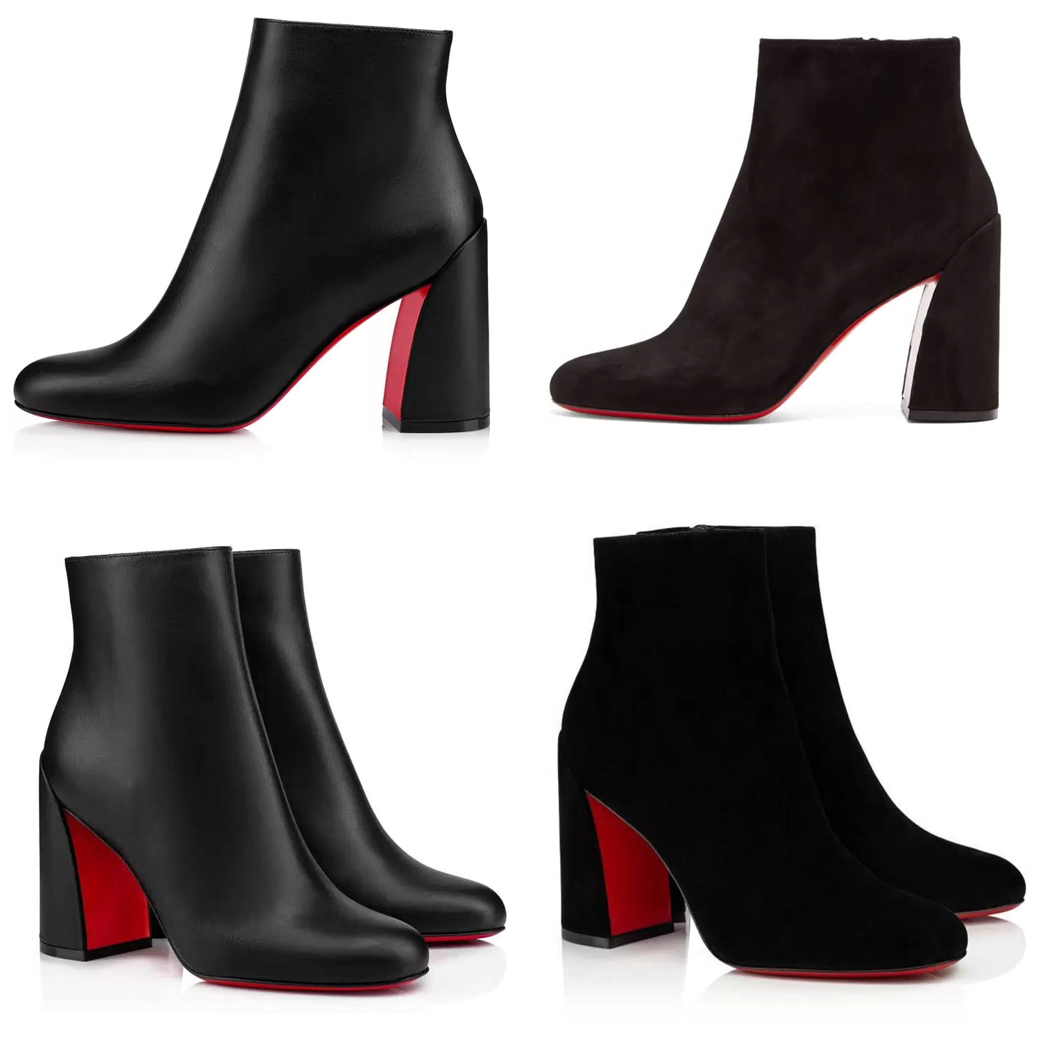 

2021s Women Short Shoes Red bottom ankle boots Turela Calfskin Reds Sole Ankles Booties Black Genuine leather Zipper Boot EU35-43
