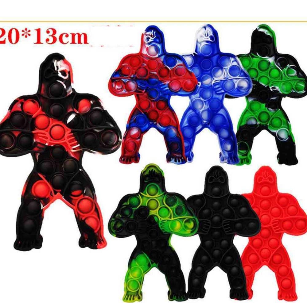 

20*13cm big size Fidget push bubble King Kong Gorilla Ape shape tie dye silicone finger puzzle board mega jumboo Sensory Toys