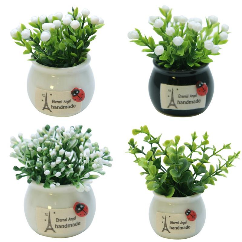 

Cute Artificial Plants With Pot Simulation Succulents Mini Bonsai Potted Placed Green Fake Plants Table Decoration Car Ornament, H02