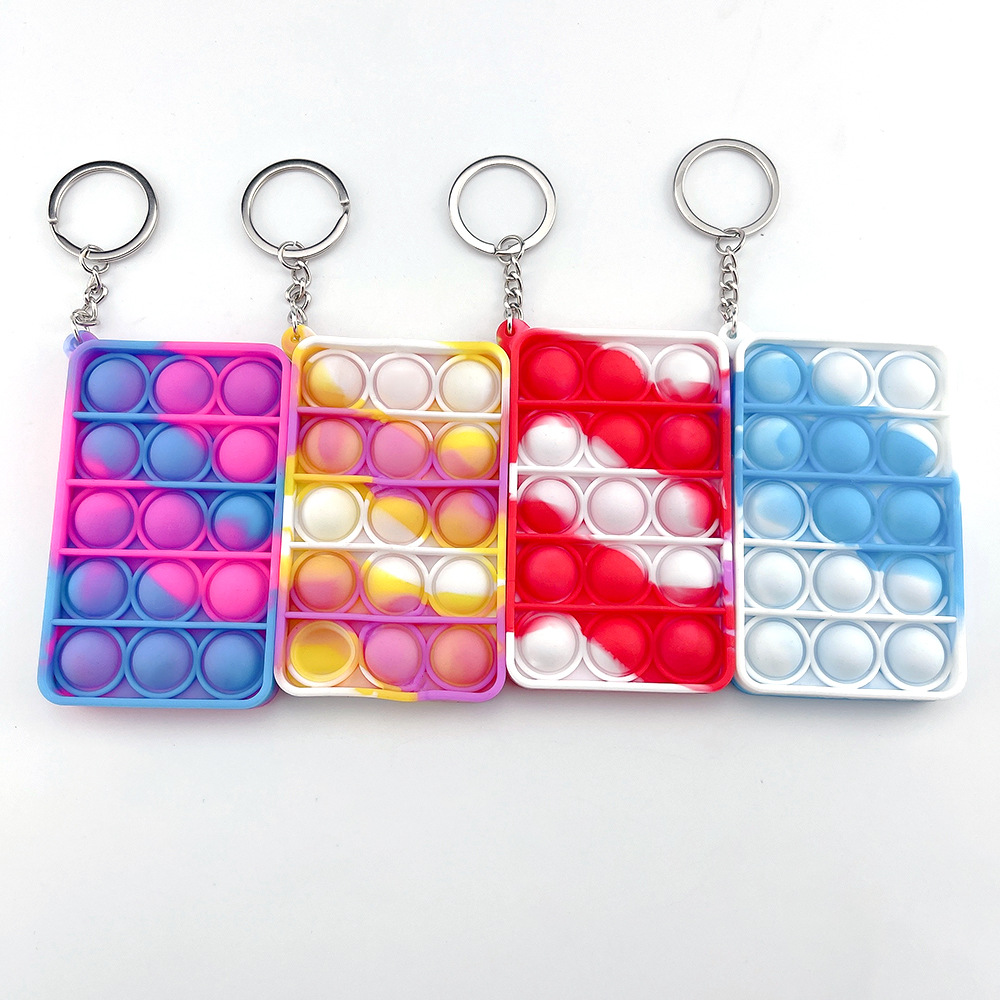 

3x5 Simple Keychain Push Bubble Fidget Toys Decompression Toy Fidgets Key Chain Anti Stress Board 007