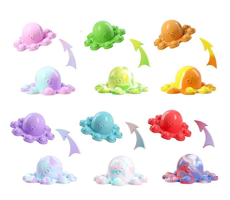

Party Funny Fidget Toys Rainbow Overturned Octopus Expression it Flip Doll Silicone Decompression Pendant Keychain For Children Relieve wholesale