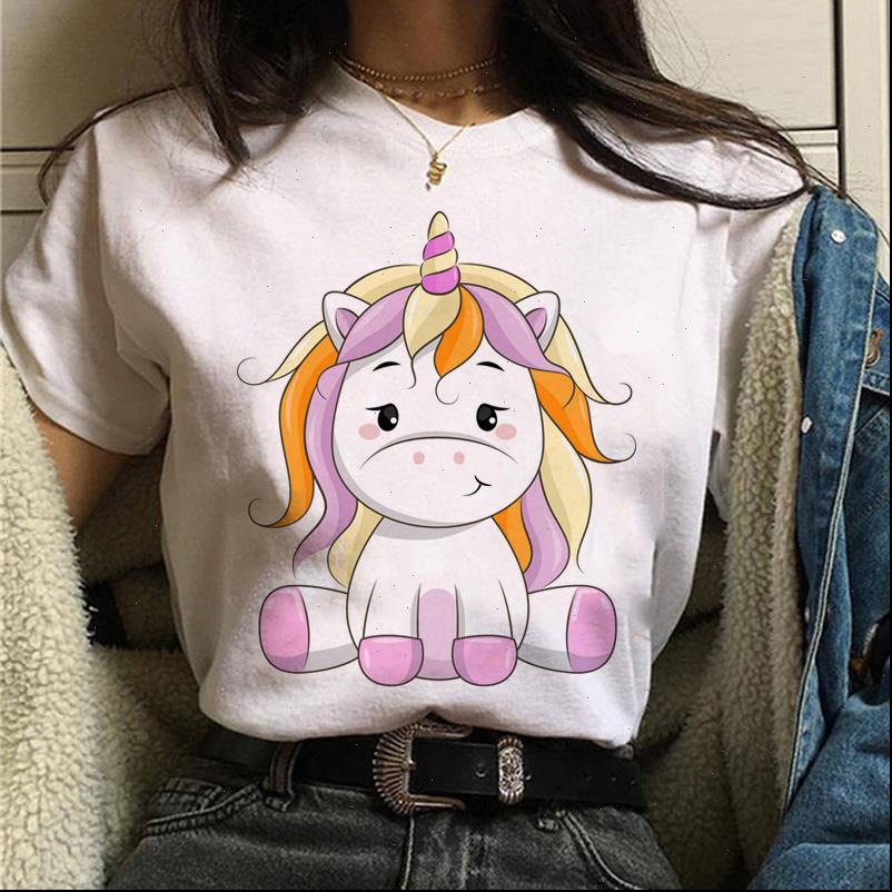 

new t shirt women cartoon kawaii animal unicorn printed summer fashion short sleeve tees o neck girls t shirt, White