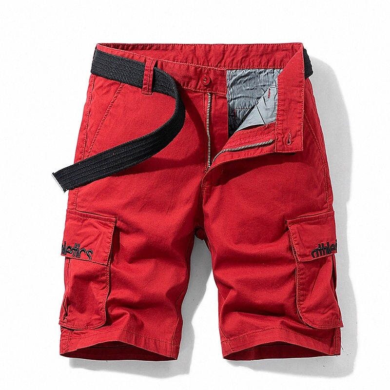 Men's Shorts Cargo Shorts Shorts Pants Solid Colored Mid Waist ArmyGreen Blue Black Khaki Red 30 32 34 36 38 q8CA#