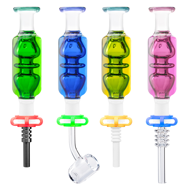 Glass168 NC094 Glass Pipe Cooling Oil Inside Tube Dab Rig Smoking Pipes 14mm Titanium Ceramic Quartz Nail Keck Clip Cool Airflow Fit Your Palm-image-755334752