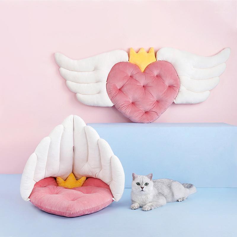 

Cat Beds & Furniture Luxury Angel Wing Love Sleeping Warm Soft Mat Bed Four Seasons Universal Cute Nest Villa Human Pet Dual-use1