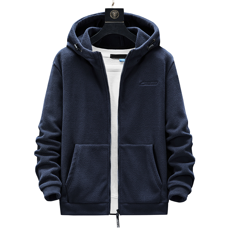 

New men's clothing grab flannelette door plus fat extra size public edition spring and autumn fleece cardigan coat male, Navy