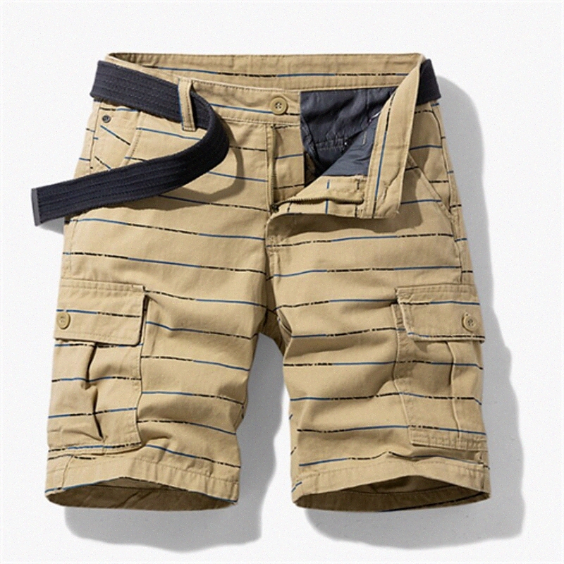 Men's Cargo Shorts Shorts Stripe Knee Length Pants Lines / Waves Mid Waist Blue Black Gray Khaki Red 28 29 30 31 32 O275#