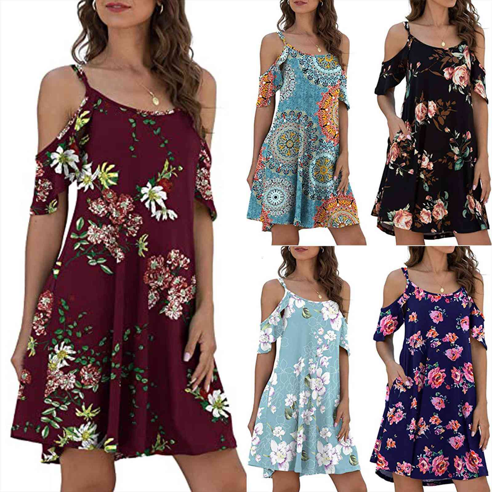 

summer o neck pinting women dresses pockets large size ruffle sleeves mini dress ladies plus white vestidos, Black;gray