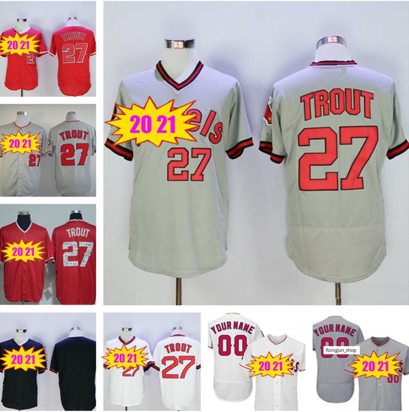 

Custom Retro Anaheim Stitched Baseball Jersey Mens 5 Albert Pujols 27 Mike Trout 32 Josh Hamilton Men All Sewn Embroidered Jerseys, Blue;black