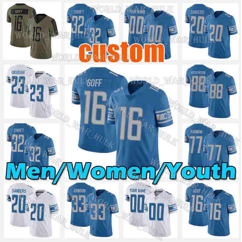 

Jared Goff Jersey Barry Sanders T.J. Hockenson DAndre Swift liOnNs Jeff Okudah Penei Sewell deTRoits Derrick Barnes AJ Parker Godwin Igwebuike Alex Anzalone Zylstra, Custom men (x s)