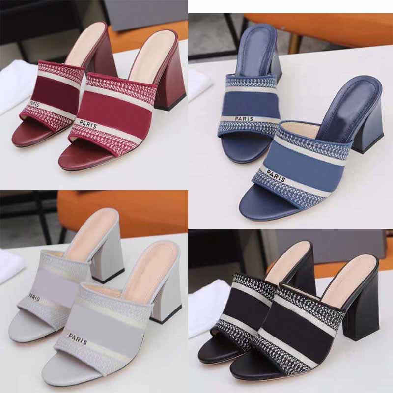 

Paris fashion ladies designer letter sandals wedge heel thick heel non-slip wear-resistant slippers summer retro embroidered ladies sandals, Black