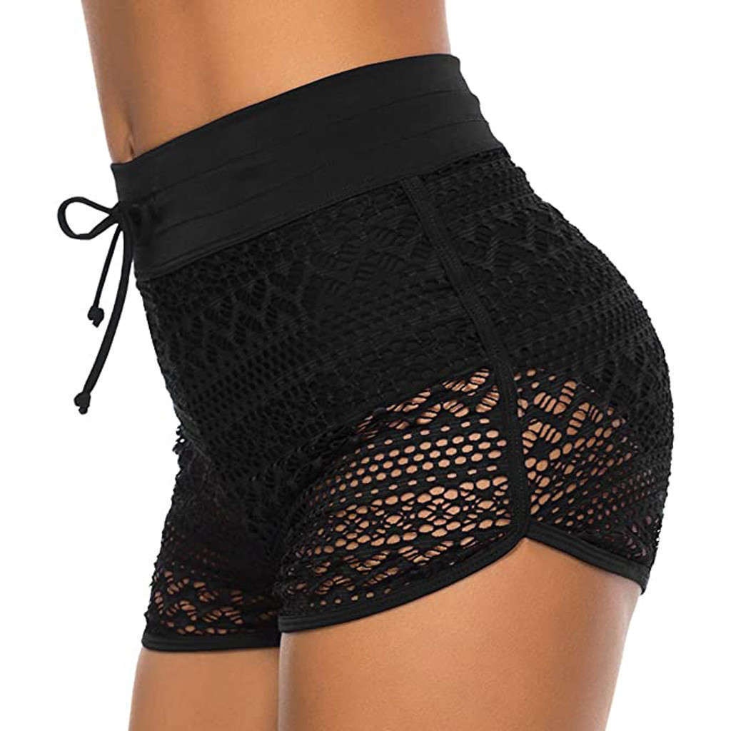 

ikini Bottoms Women High Waisted Swimming Trunks Sexy Lace Brazilian Beach Sport Swimsuit Panties Shorts Bottom Swimwear Lady, White;black