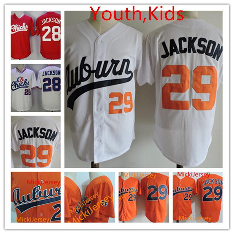 

Youth #29 Bo Jackson Auburn college baseball Jersey Kids Stitched 1986 #28 Bo Jackson Memphis Chicks Collection Jerseys S-3XL, Blue;black