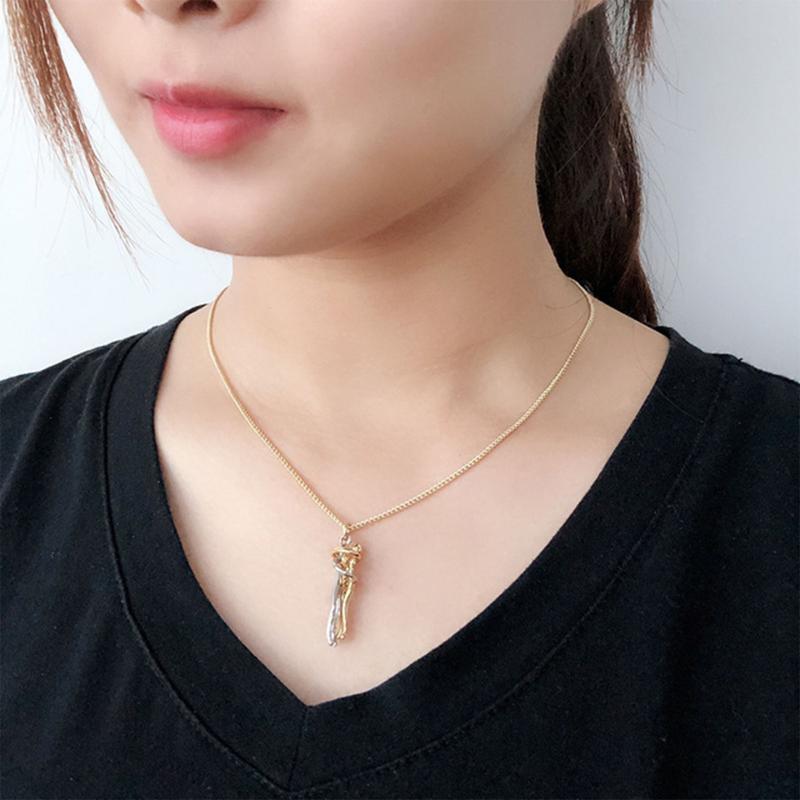

Pendant Necklaces Couple Hugging Necklace Classic Gold For Women Fashion Stainless Steel Lovers Personality Jewelry #LR4, Silver